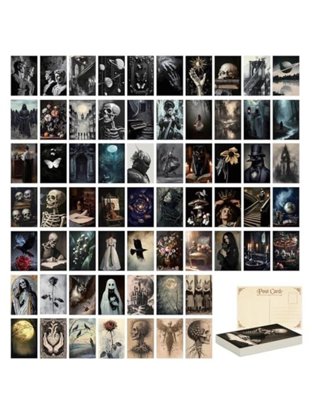 64 Pcs Moody Dark Academia Decor Vintage Postcards, Grunge Room Decor Gothic